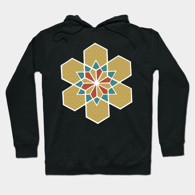 SNOWFLAKE GEOMETRIC DESIGN YELLOW RED BLUE STAR Hoodie by VegShop